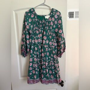 Cleobella Green Pink Ruffled Tiered Sundress - NWOT